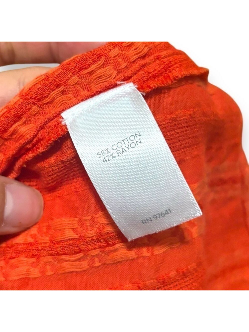 J. Jill Red Orange Cotton Boho 3/4 Sleeve Button Up Size - Large - Picture 7 of 8